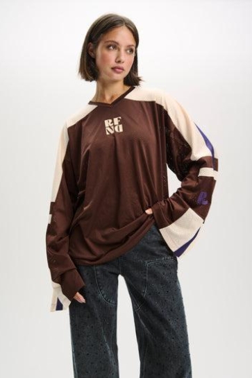 Refined Department YAEDY OVERSIZED HOCKEY SHIRT R2510815868 600 BROWN