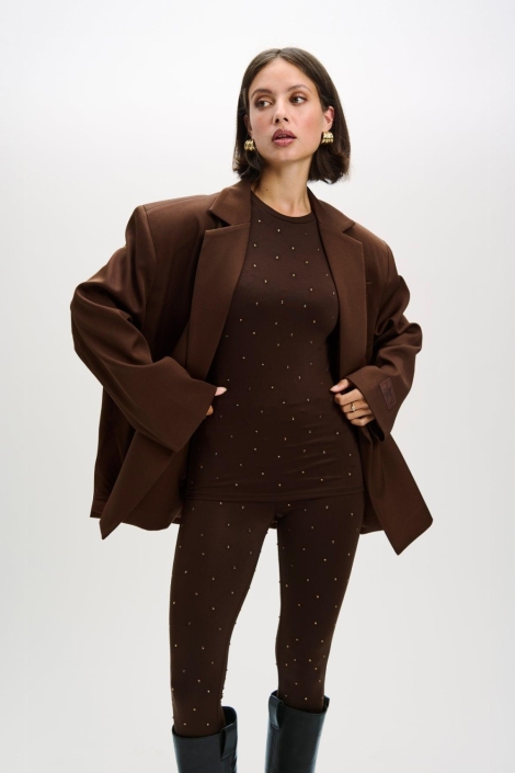 Refined Department bruine dames t-shirt | Model vooraanzicht