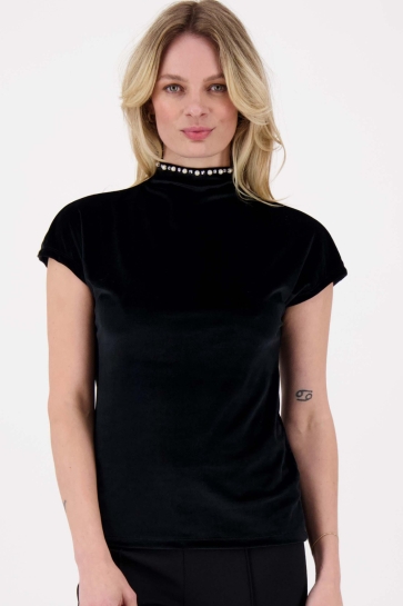 Zusss T-shirt TURTLE TOP MET PARELS 0304 0012 ZWART