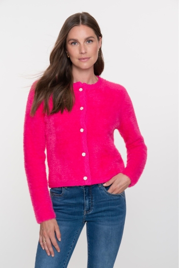 Geisha Vest FLUFFY VEST MET GEHAAKTE DETAILS 54807 10 PINK