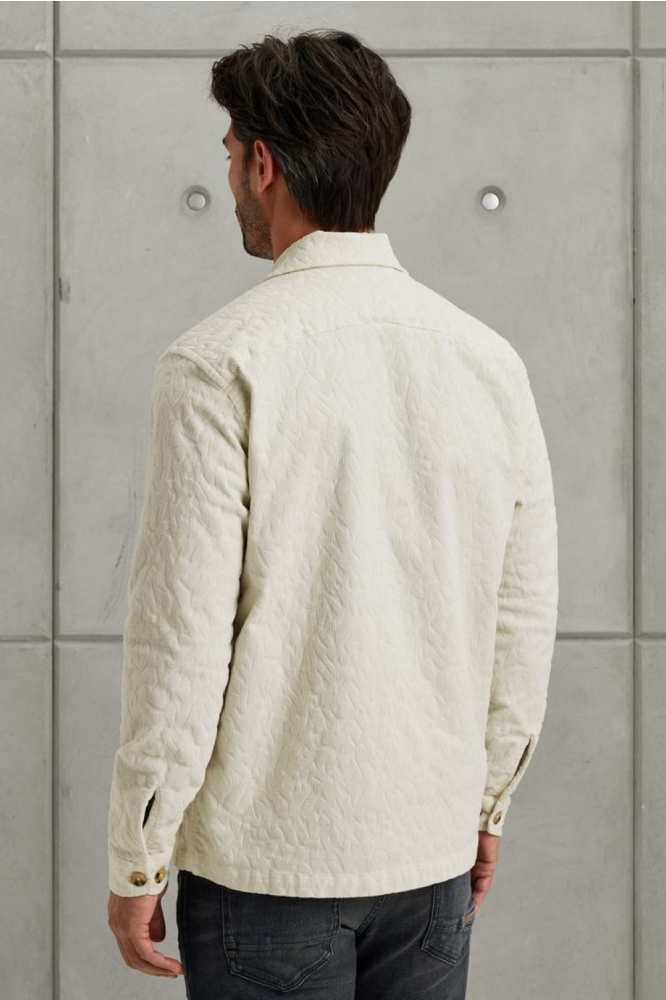 Cast Iron ecru heren overhemd | Model achteraanzicht