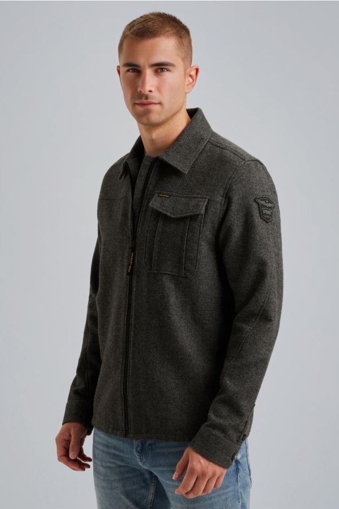 PME legend grijze heren overhemd | Model zijaanzicht