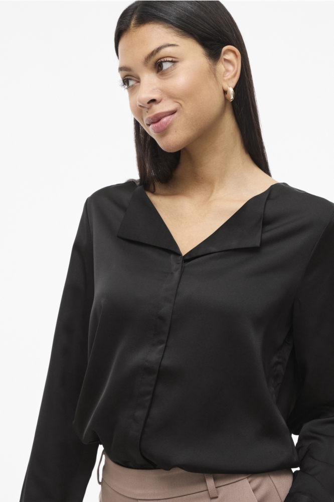 Vila zwarte dames blouse | Close up