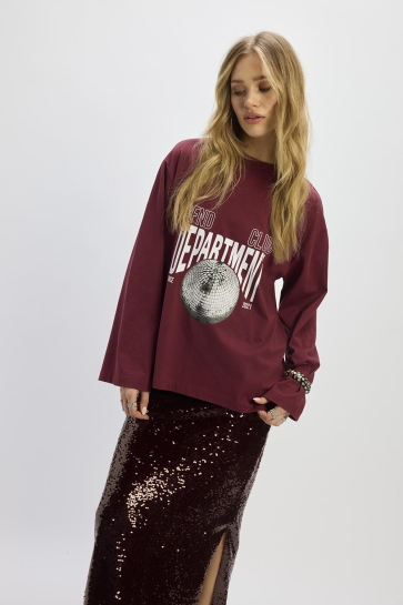 Refined Department OVERSIZED LONGSLEEVE WINNIE R2511813851 501 BORDEAUX