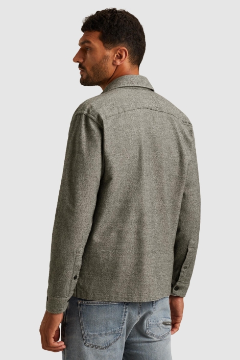 Cast Iron grijze heren overhemd | Model achteraanzicht