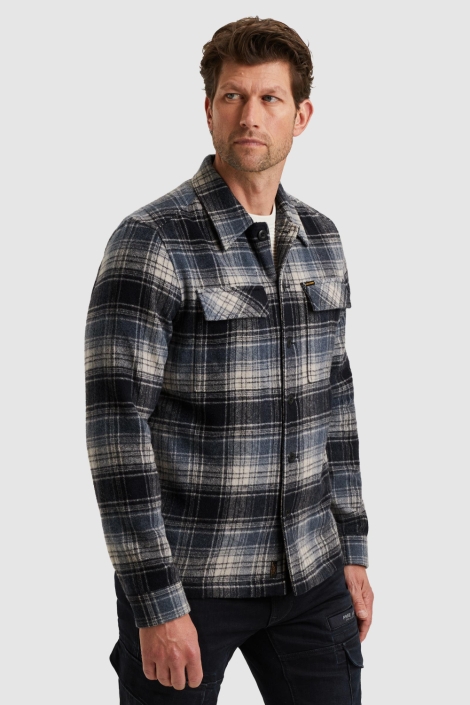 PME legend blauwe heren overhemd | Model zijaanzicht