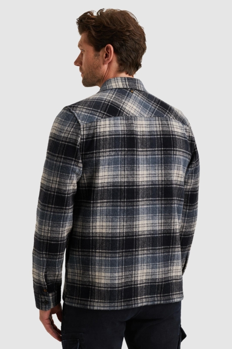 PME legend blauwe heren overhemd | Model achteraanzicht