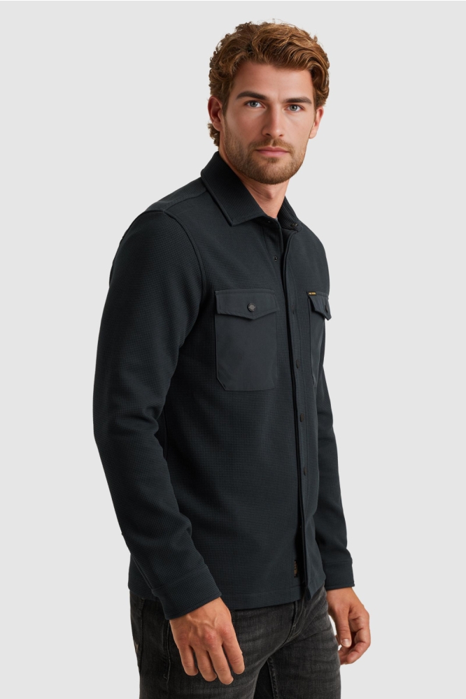 PME legend blauwe heren overhemd | Model zijaanzicht