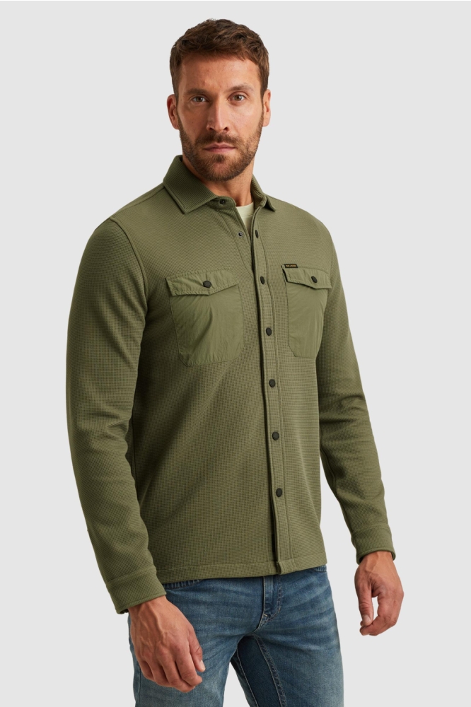 PME legend groene heren overhemd | Model zijaanzicht