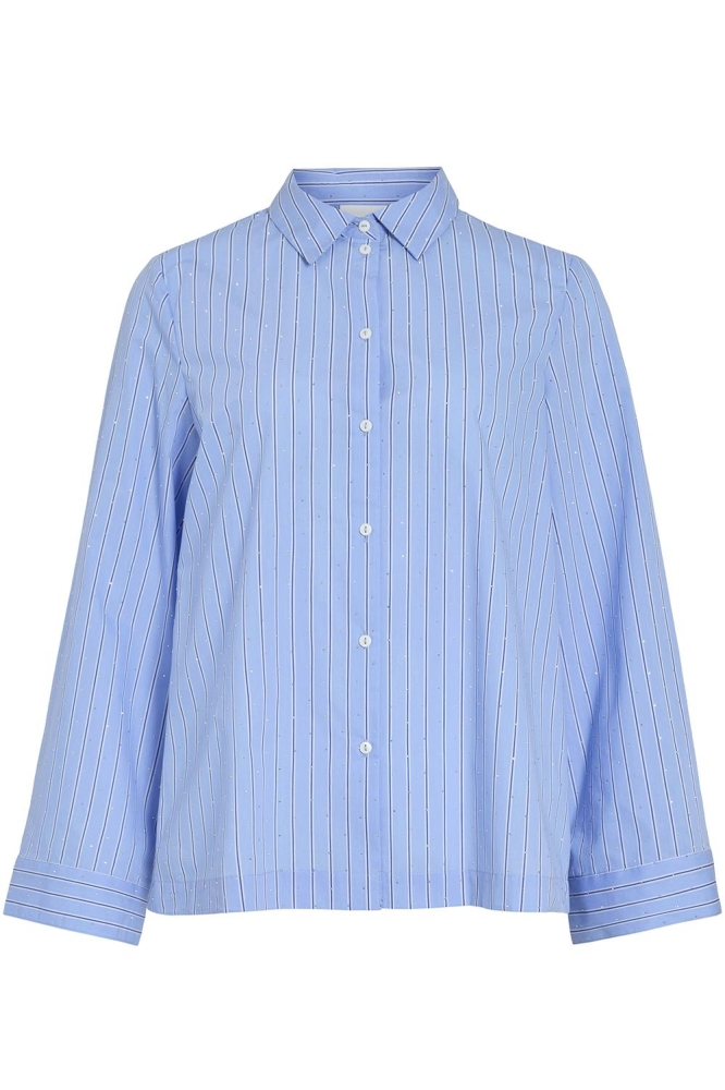 Vila blauwe dames blouse | Vooraanzicht