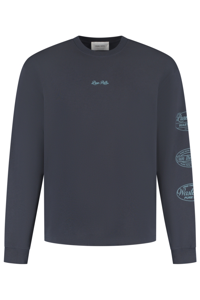 Pure Path blauwe heren t-shirt | Vooraanzicht