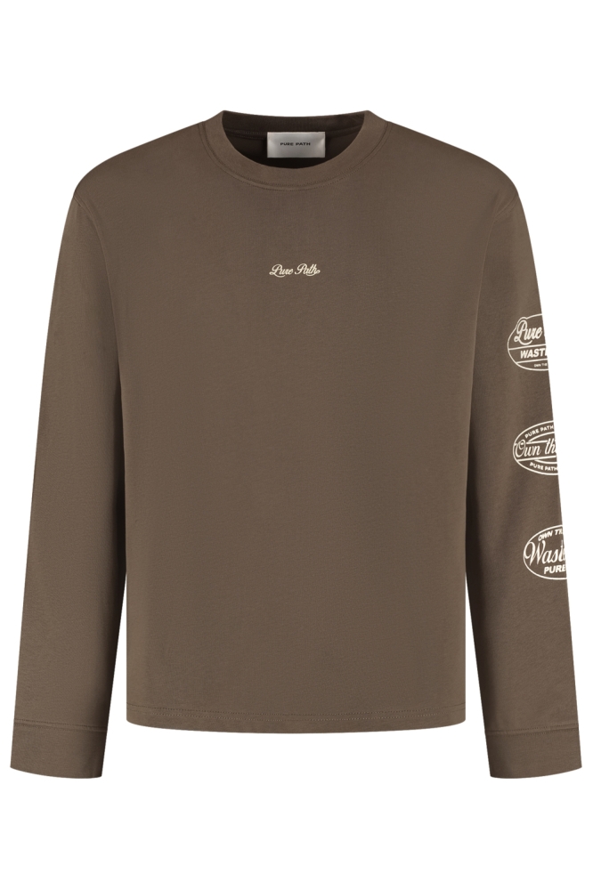 Pure Path bruine heren t-shirt | Vooraanzicht