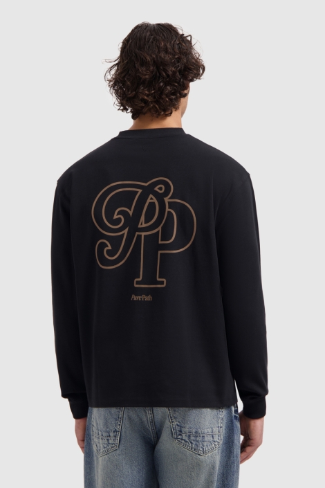 Pure Path zwarte heren t-shirt | Model achteraanzicht