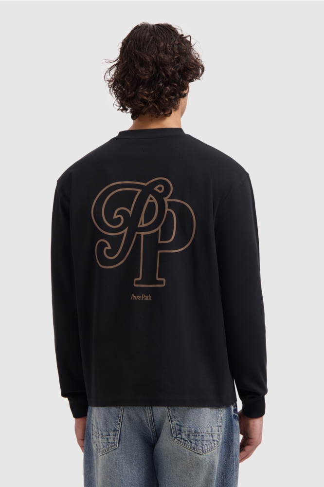 Pure Path zwarte heren t-shirt | Model achteraanzicht