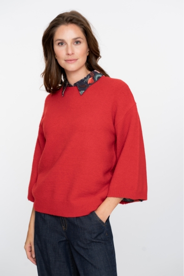Geisha Trui PULLOVER MET DRIEKWART WIJDE MOUWEN 54534 14 000450 RED
