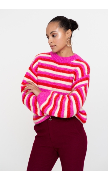 TRUI MET STREEPPATROON 54565 23 000420 PINK/RED/OFF-WHITE