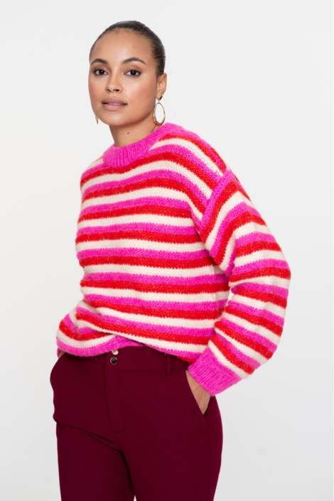 Geisha roze dames trui | Model vooraanzicht