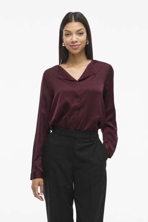 Vila bordeaux dames blouse | Model vooraanzicht