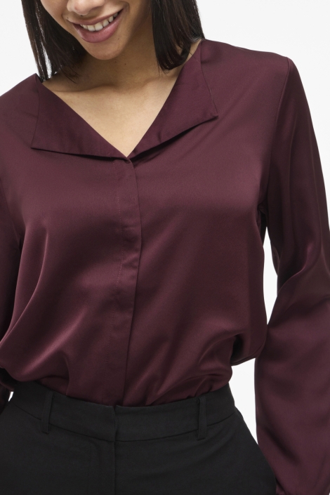 Vila bordeaux dames blouse | Close up