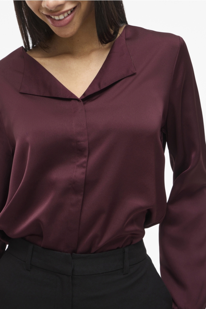 Vila bordeaux dames blouse | Close up