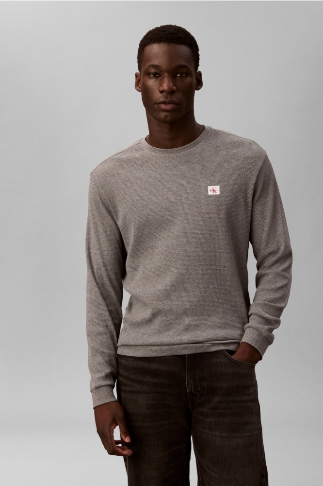 Calvin Klein grijze heren t-shirt | Model vooraanzicht