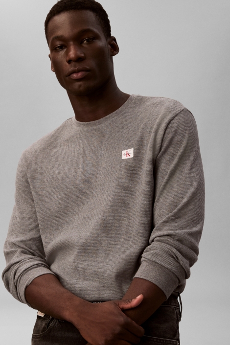 Calvin Klein grijze heren t-shirt | Model vooraanzicht