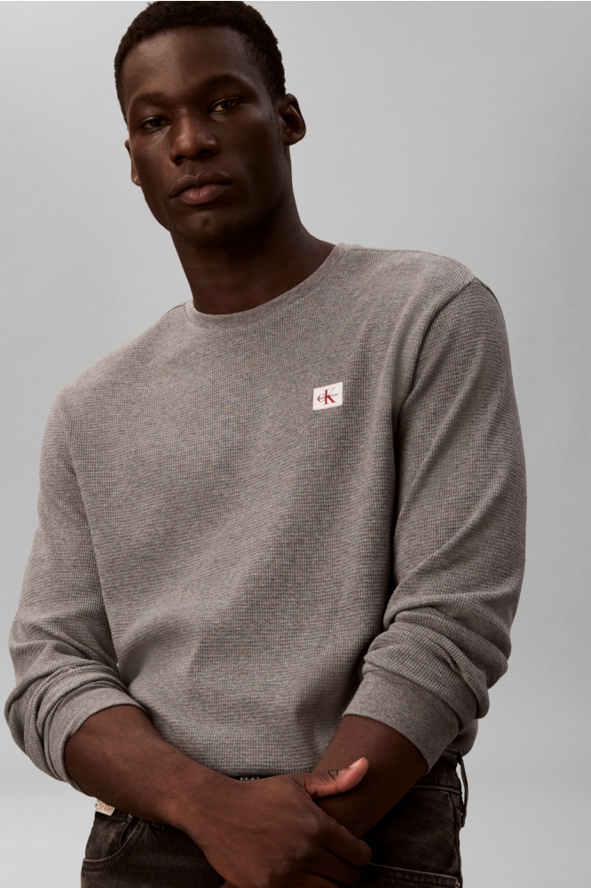 Calvin Klein grijze heren t-shirt | Model vooraanzicht