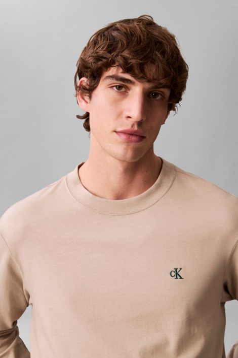 Calvin Klein camel heren t-shirt | Close up