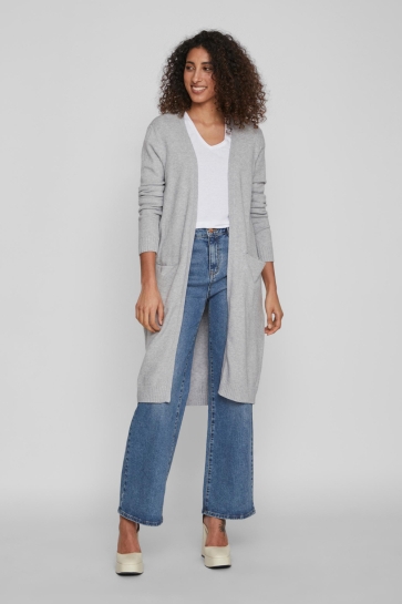 Vila Vest VIRIL LONG L/S KNIT CARDIGAN - NOO 14042770 Light Grey Melange