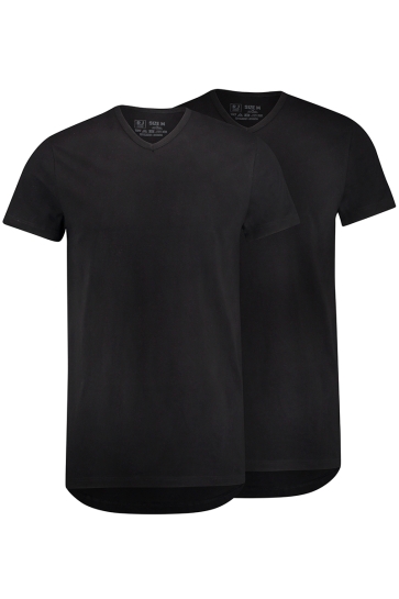 RJ Bodywear T-shirt GOUDA V NECK 2PACK ZWART