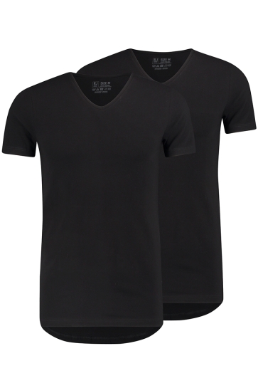 RJ Bodywear T-shirt DEN BOSCH V NECK 2PACK ZWART