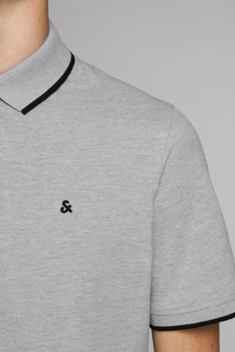 Jack & Jones grijze heren polo | Close up