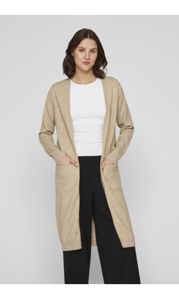 VIRIL L/S LONG KNIT CARDIGAN-NOOS 14042770 Natural Melange