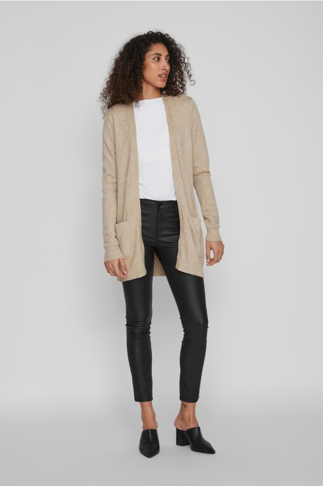 Vila beige dames vest | Model vooraanzicht