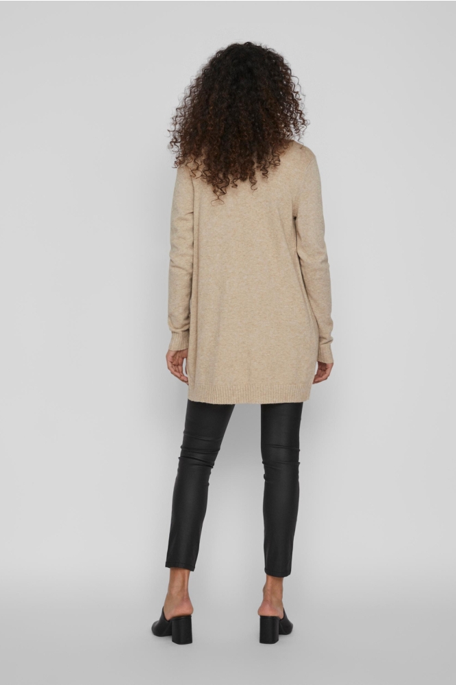 Vila beige dames vest | Model achteraanzicht