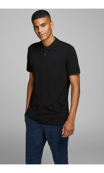 JJEBASIC POLO SS NOOS 12136516 Black/SLIM FIT