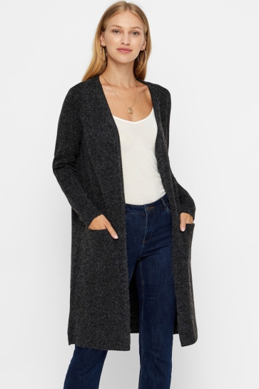 Vero Moda Vest VMDOFFY LS LONG OPEN CARDIGAN NOOS 10215434 Black/Melange