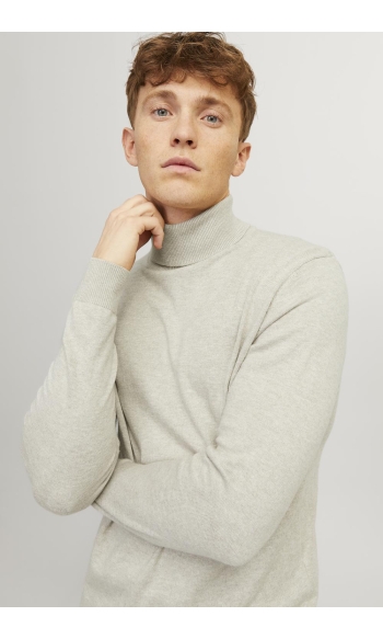 JJEEMIL KNIT ROLL NECK NOOS 12157417 Oatmeal/MELANGE