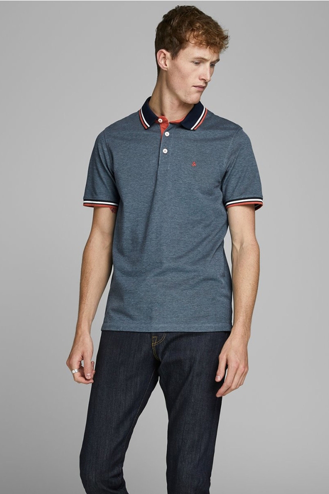 JJEPAULOS POLO SS NOOS 12136668 Denim Blue/SLIM FIT