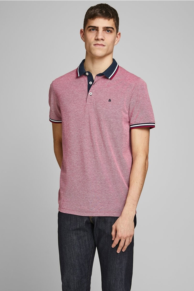 JJEPAULOS POLO SS NOOS 12136668 Rio Red/SLIM FIT