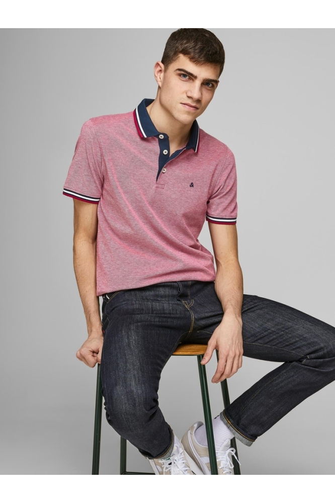 JJEPAULOS POLO SS NOOS 12136668 Rio Red/SLIM FIT