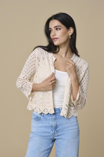 Jacqueline de Yong Vest JDYSUN 3/4 CROPPED CARDIGAN KNT 15184486 TAPIOCA