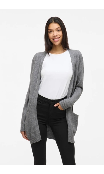 VIRIL OPEN L/S KNIT CARDIGAN - NOOS 14044041 Medium Grey Melange