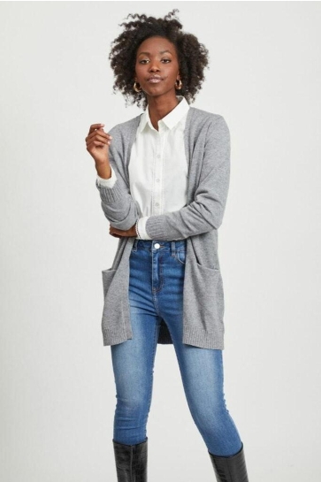 Vila Vest VIRIL OPEN L/S KNIT CARDIGAN - NOOS 14044041 Medium Grey Melange