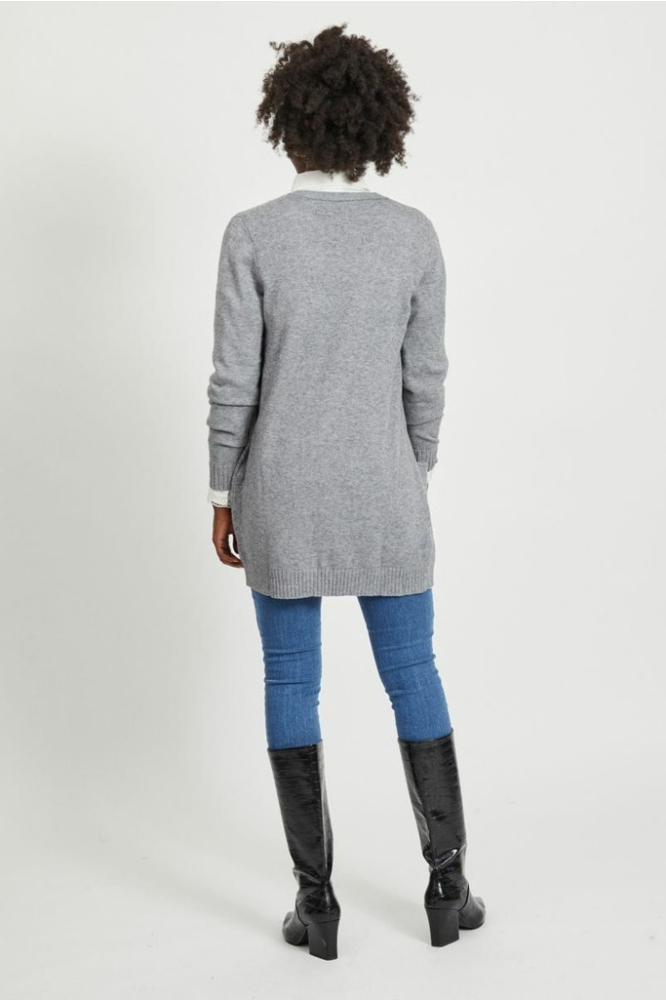 VIRIL OPEN L/S KNIT CARDIGAN - NOOS 14044041 Medium Grey Melange