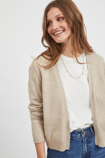 Vila Vest VIRIL SHORT L/S KNIT CARDIGAN-NOOS 14060800 Natural Melange