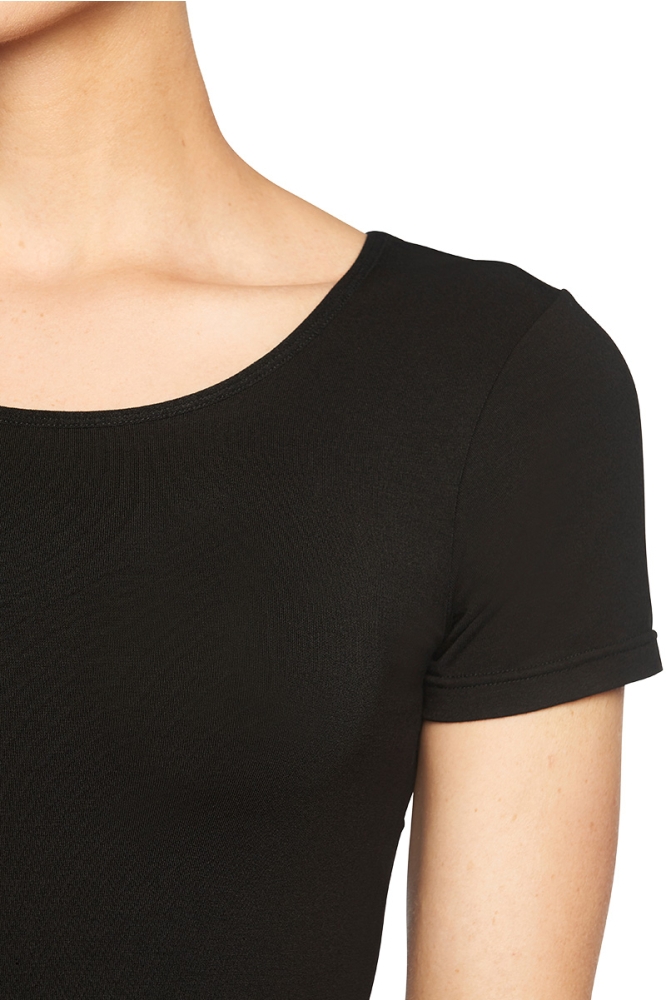 Bamboo basics zwarte dames t-shirt | Close up