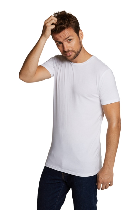 Bamboo basics witte heren t-shirt | Model vooraanzicht