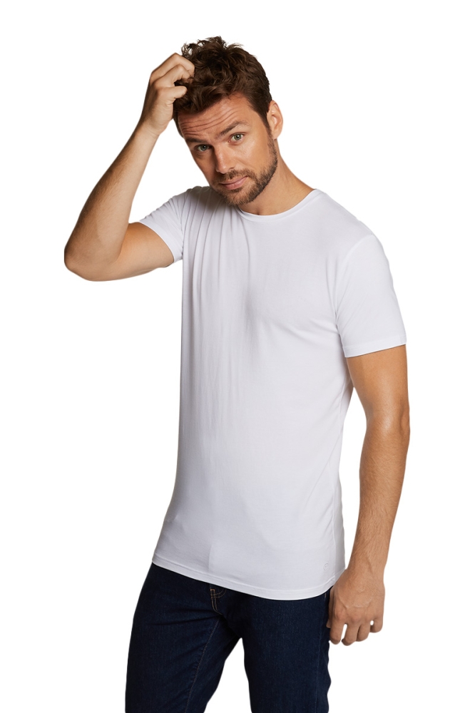 Bamboo basics witte heren t-shirt | Model vooraanzicht