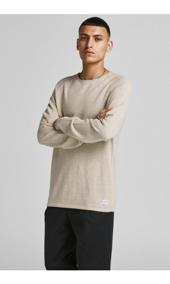 JJEHILL KNIT CREW NECK NOOS 12157321 OATMEAL/MELANGE